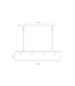 Dover Linear 4 Light Pendant Technical Drawing by Lighting Republic