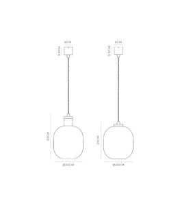 Parlour Curve Pendant Light Technical Drawing by Lighting Republic